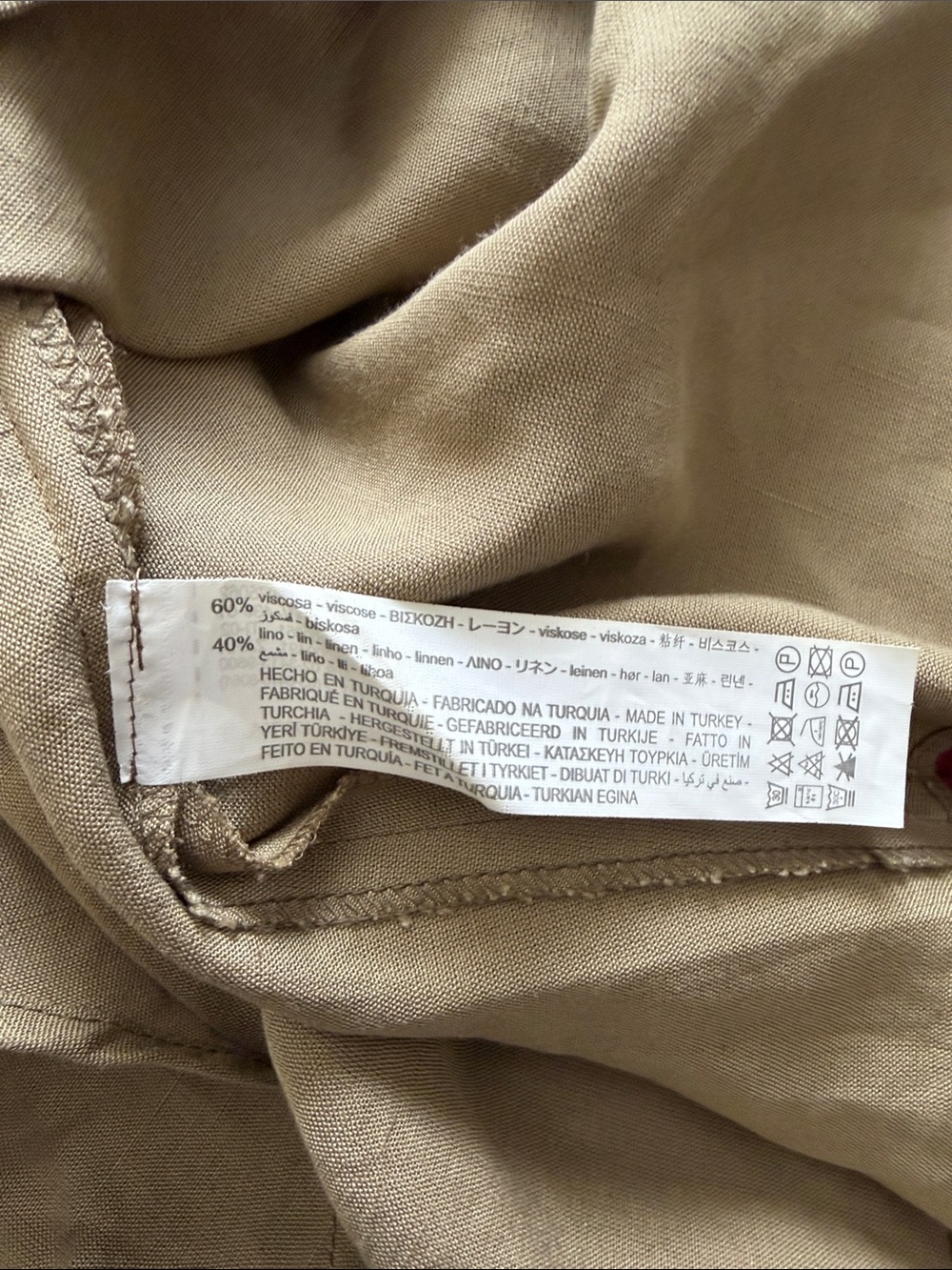 Zara Linen Blend Belted Rustic Long Skirt Sz M - Picture 9 of 11